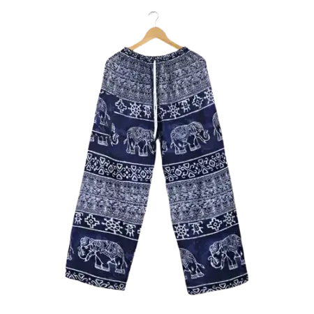 Navy Blue and White Thai Elephant Pants