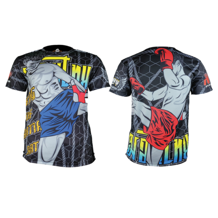 Muay Thai Kickboxing T-Shirt – Fighter in Action Design