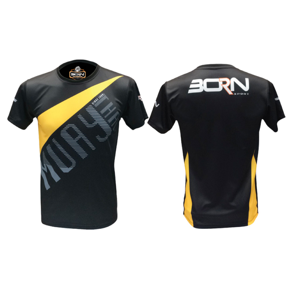 Muay Thai Born T-Shirt – Black & Yellow Fighter Design